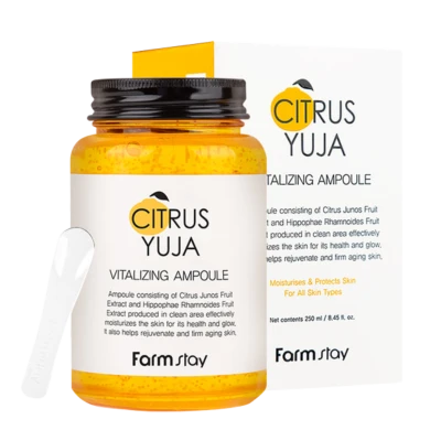 FARMSTAY Ser pentru fata in fiole cu extract de Yuzu CITRUS YUJA VITALIZING AMPOULE 250ml