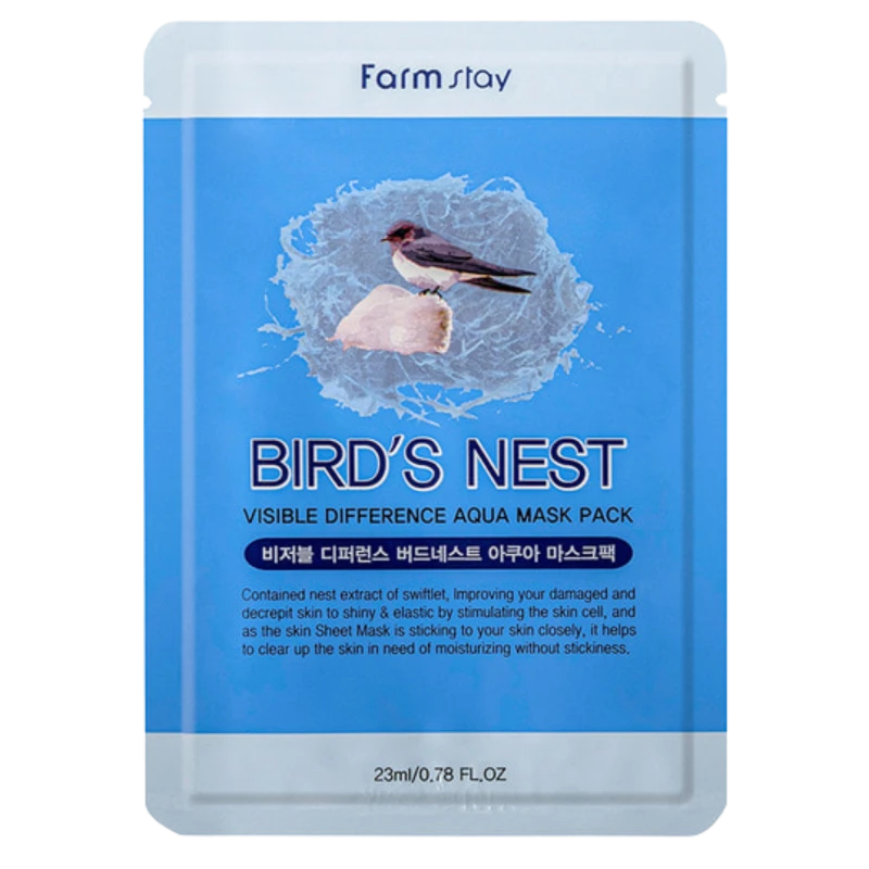 FARMSTAY Маска для лица VISIBLE DIFFERENCE MASK SHEET BIRDS NEST AQUA 23ml