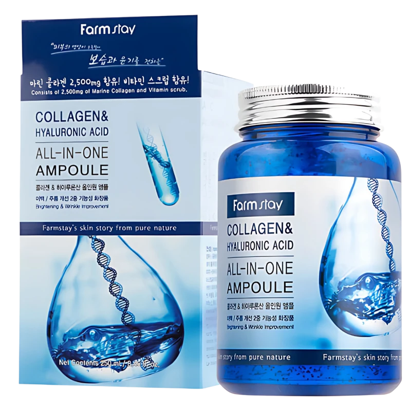 FARMSTAY Ser in fiole COLLAGEN & HYALURONIC ACID ALL-IN-ONE AMPOULE 250ml