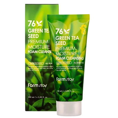 FARMSTAY Пенка для умывания Green Tea Seed Premium Moisture Foam Cleansing 100 мл