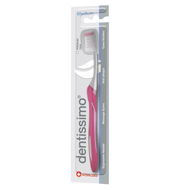 Periuta de dinti Dentissimo Medium Roz