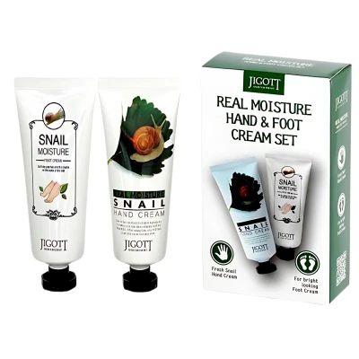 Jigott Set de creme pentru maini si picioare cu mucus de melc 100 ml + 100 ml