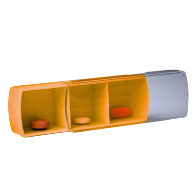 Organizator Mini de medicamente cu 3 diviziuni (portocaliu) N1