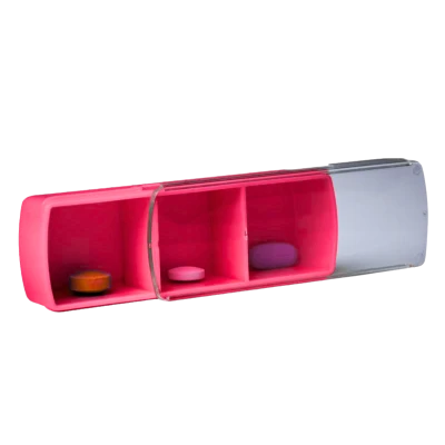 Organizator Mini de medicamente cu 3 diviziuni (roz) N1