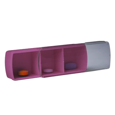 Organizator Mini de medicamente cu 3 diviziuni (visiniu) N1
