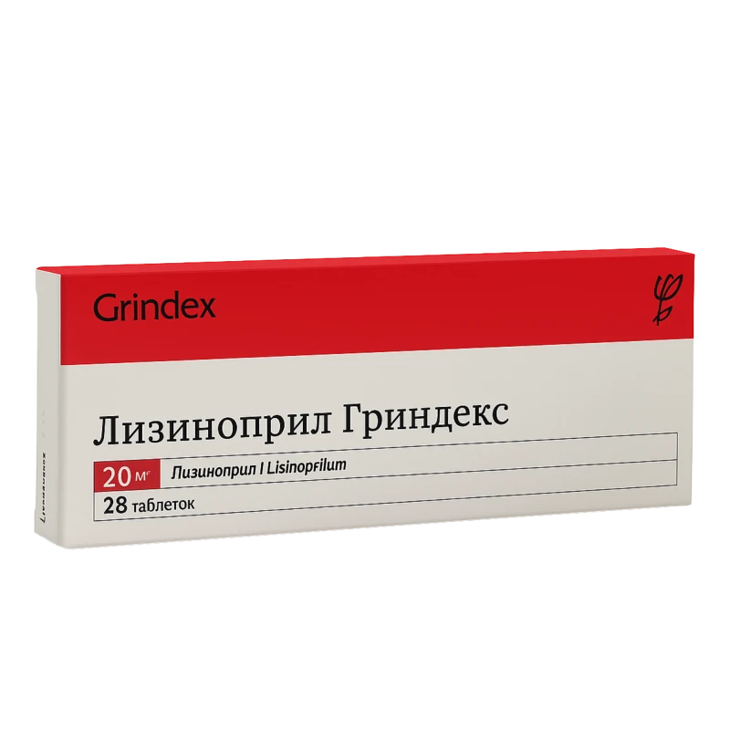 Лизиноприл Гриндекс, таб 20мг, N14x2 Лизиноприл Гриндекс, таб 20мг, N14x2
