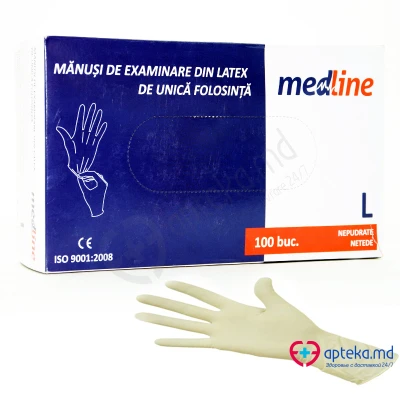Перчатки н/стер латексные для осмотра неопудренные L (MEDLINE) N9