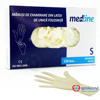 Перчатки н/стер латексные для осмотра неопудренные S (MEDLINE) N7