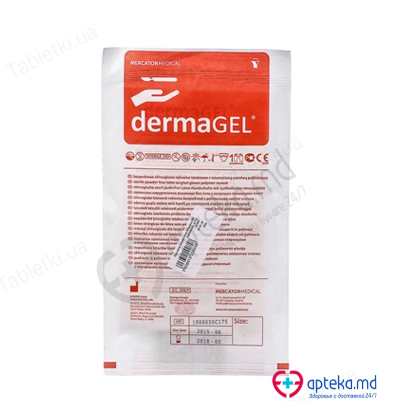 Перчатки н/стер для осмотра латексные неопудренные тонкие N7 (S) пара DERMAGEL Перчатки н/стер для осмотра латексные неопудренные тонкие N7 (S) пара DERMAGEL