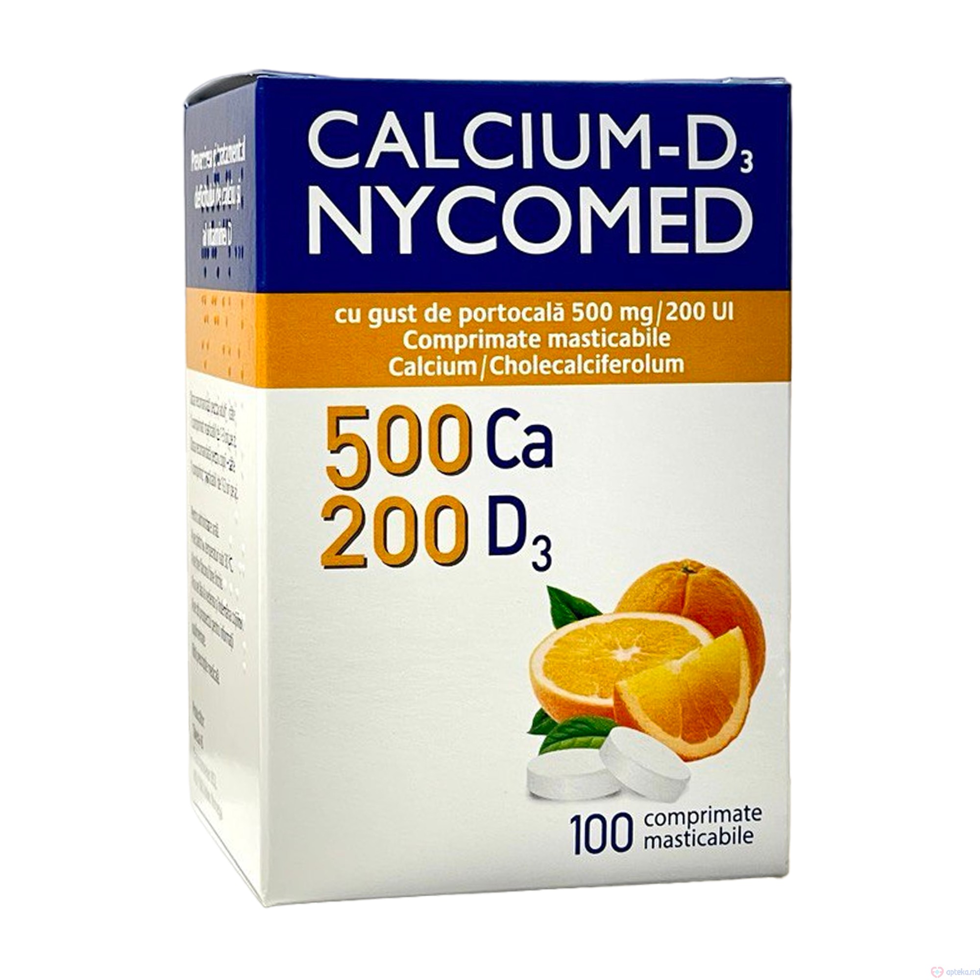 Calcium - D3 Nycomed cu gust de portocala comp. masticab. N100