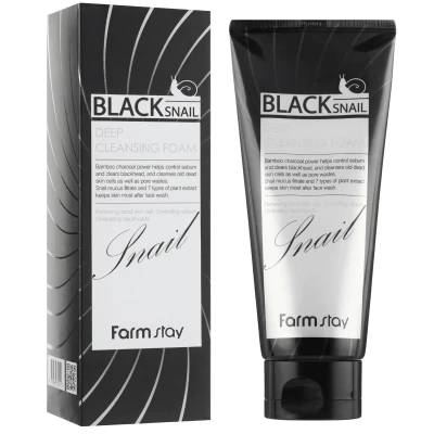 FARMSTAY Spuma de curatare profunda cu melc negru BLACK SNAIL DEEP CLEANSING FOAM 180ml
