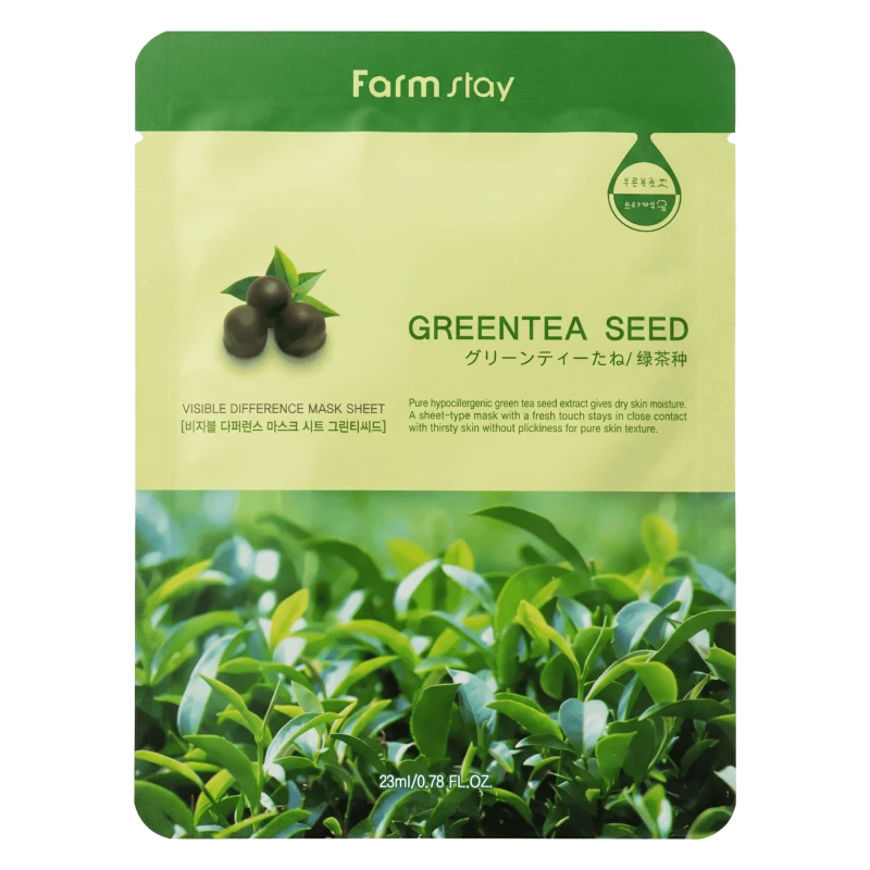 FARMSTAY Masca pentru fata cu seminte de ceai verde Visible Difference Mask Sheet Greentea Seed 23 m