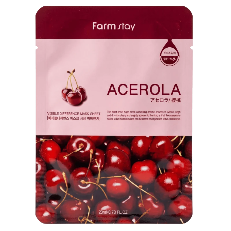 FARMSTAY Masca pentru fata cu visina Visible Difference Mask Sheet Acerola 23 ml