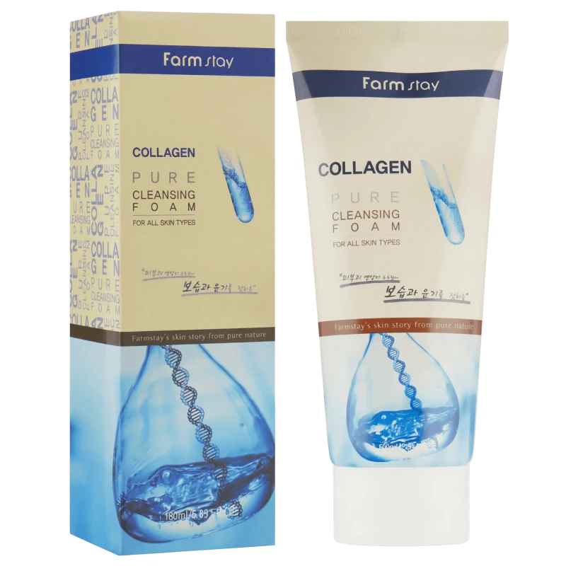FARMSTAY Spuma de curatare pentru fata Collagen Pure Cleansing Foam 180 ml
