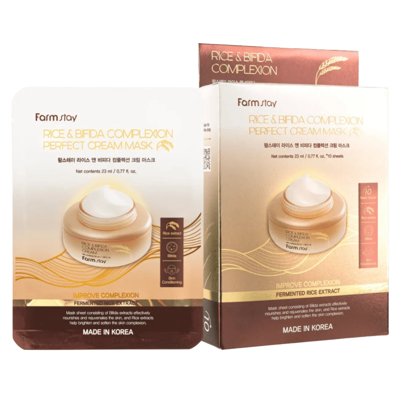 FARMSTAY Masca-crema cu orez si bifida RICE BIFIDA CREAM MASK 23 ml