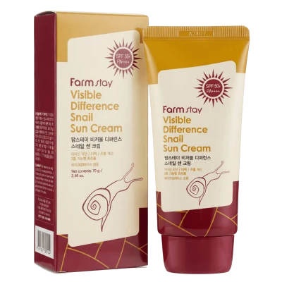 FARMSTAY Солнцезащитный крем SPF VISIBLE DIFFERENCE SNAIL SUN CREAM 70 мл