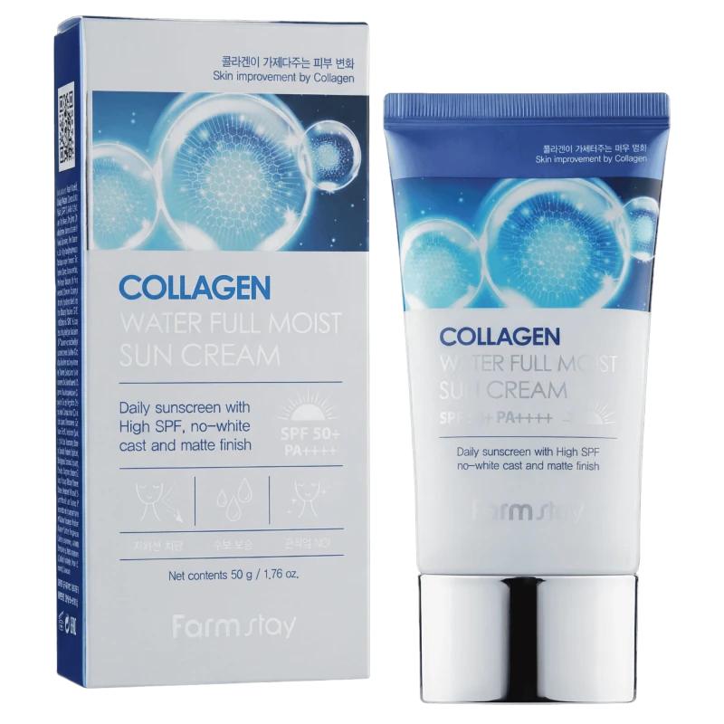 FARMSTAY Crema solara hidratanta Water Full cu colagen COLLAGEN WATER FULL MOIST SUN CREAM 70 ml