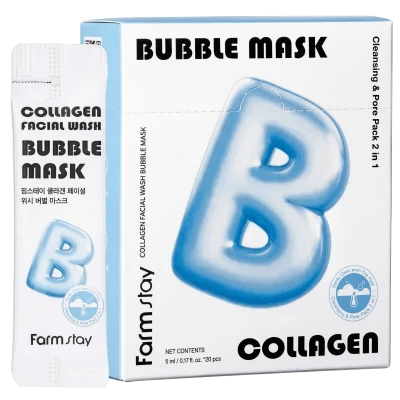 FARMSTAY Babble mask cu collagen COLLAGEN FACIAL WASH BUBBLE MASK 20/5ml